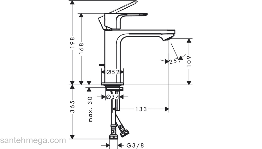 72557000 HANSGROHE  Rebris E смеситель для раковины 110 72557000 HANSGROHE  Rebris E смеситель для раковины 110. Фото