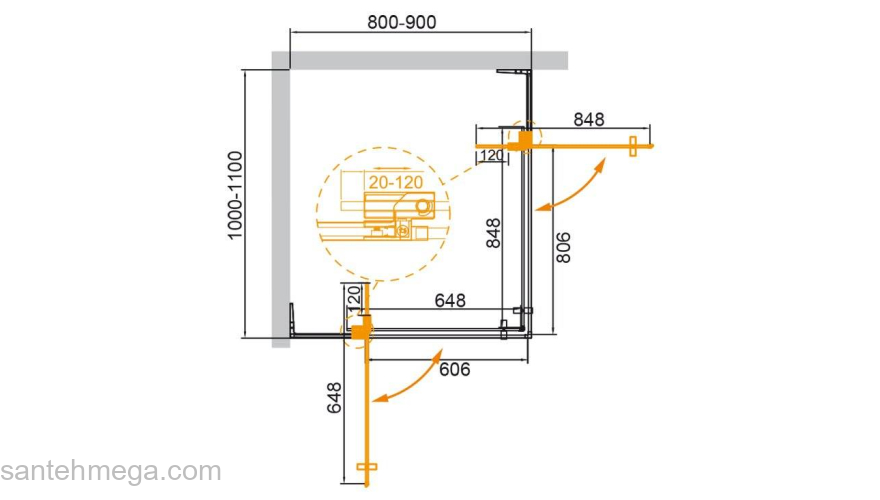 Душевой угол CEZARES Slider SLIDER-AH-2-80/90-100/110-C-Cr Душевой угол CEZARES Slider SLIDER-AH-2-80/90-100/110-C-Cr. Фото