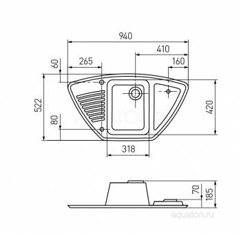 Мойка для кухни Акватон Лория угловая шампань 1A715032LR290. Фото