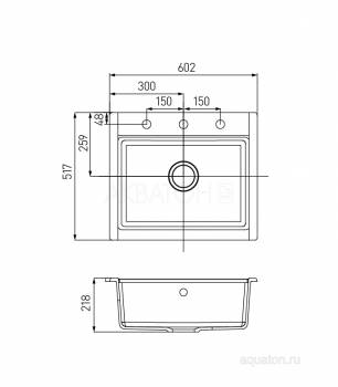 Мойка для кухни Акватон Делия 60 прямоугольная жемчуг 1A715232LD240. Фото
