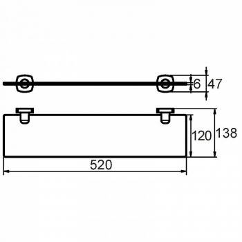 Полка стеклянная матовое стекло сплав металлов  Volga Milardo VOLSMG0M44 для ванной комнаты. Фото