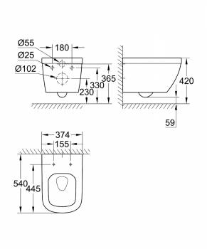 Унитаз подвесной GROHE Euro Ceramic 39328000. Фото