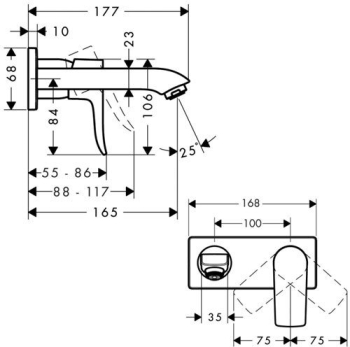 Смеситель для раковины Hansgrohe Metris (внешняя часть) 31085000. Фото