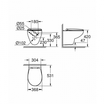 Унитаз подвесной с сиденьем GROHE Bau Ceramic 39351000. Фото