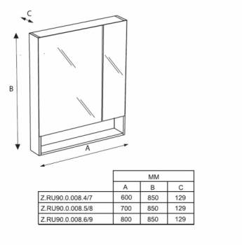 Зеркальный шкаф ROCA Gap 70 ZRU9302752. Фото