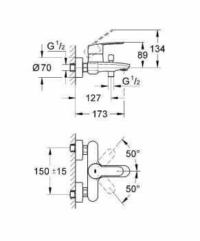 Смеситель для ванны GROHE Eurostyle Cosmopolitan 33591002. Фото