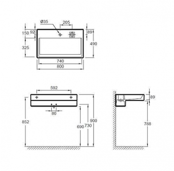 Раковина с подсветкой JACOB DELAFON Terrace 80х49 EXD9112-00. Фото