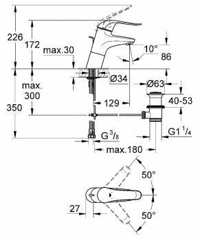 Смеситель для раковины GROHE Euroeco Special 32766000. Фото