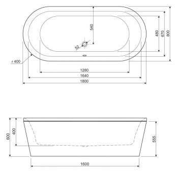 Ванна акриловая CEZARES Metauro Wall 180x80. Фото