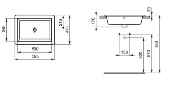 Раковина встраиваемая IDEAL STANDARD Strada 59х43 K078001. Фото