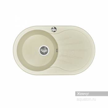 Мойка для кухни Акватон Паола круглая с крылом жемчуг 1A714032PA240. Фото