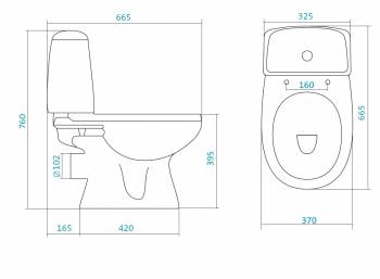 Унитаз-компакт SANTEK Цезарь Slim 1.WH30.2.415. Фото
