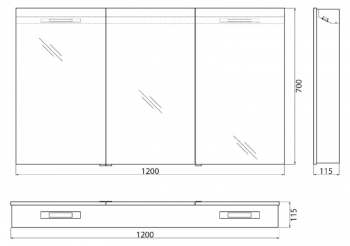 Зеркальный шкаф BELBAGNO 120х70 SPC-3A-DL-BL-1200