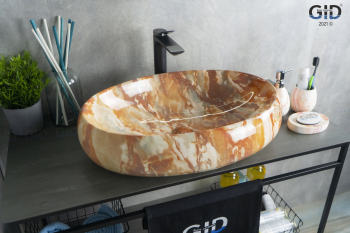 Раковина накладная GID Mnc169 59х40 54410 Под камень. Глянцевый. Фото