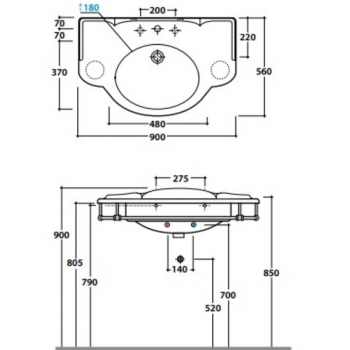 Раковина встраиваемая CERAMICA GLOBO PAESTUM 90х56 PA056.BI*1. Фото