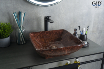 Раковина накладная GID Mnc182 42х42 54419 Под камень. Глянцевый. Фото