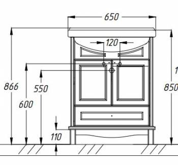Тумба с раковиной напольная OPADIRIS Омега 65. Фото