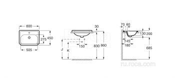 Раковина встраиваемая ROCA Carmen 60х45 3270A5000. Фото