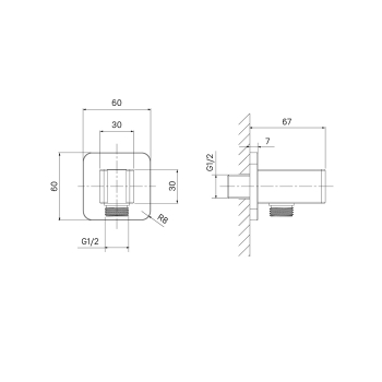 Выход для душа с держателем латунь хром Slide ID SLI60CBi62. Фото