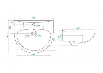 Раковина встраиваемая SANTEK Антик 55х46 1.WH11.0.186. Фото