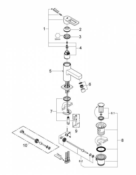 Смеситель для раковины GROHE Quadra 3263100E. Фото