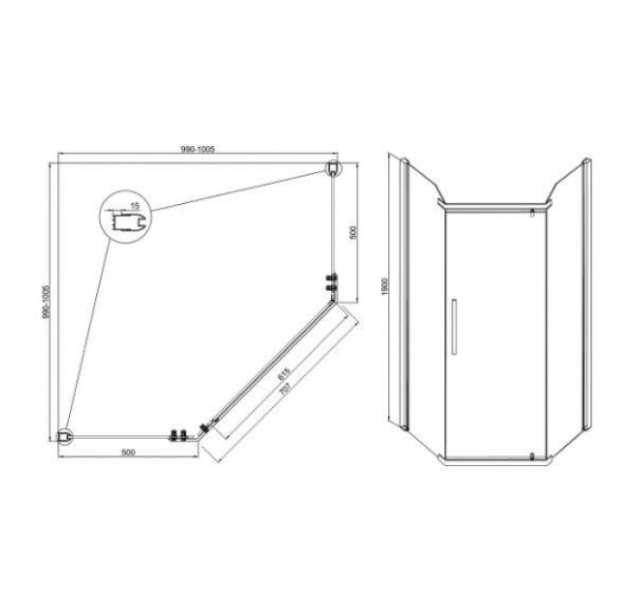 Душевой угол SOLE Quadro New 100х100. Фото