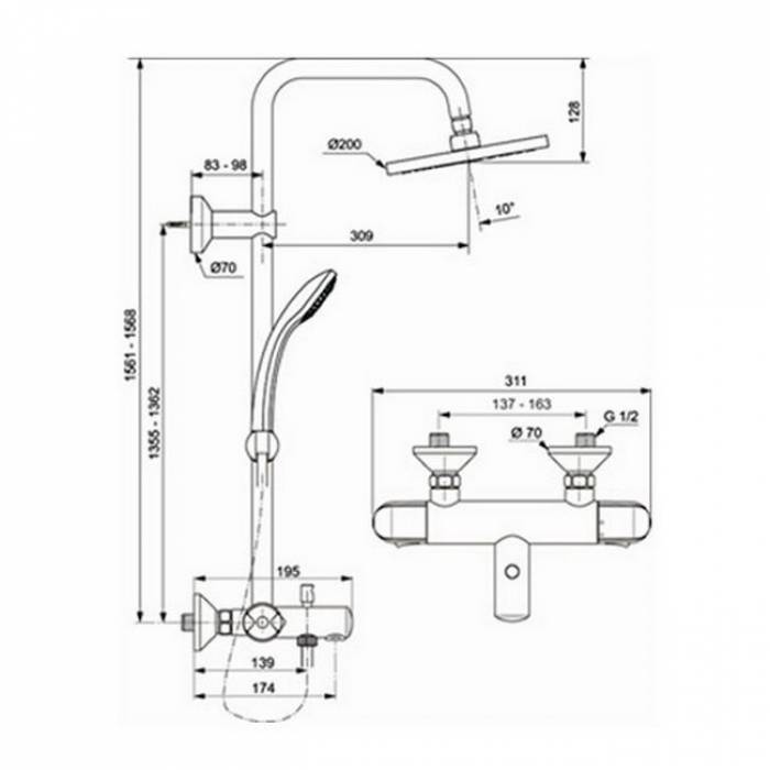 Душевая система IDEAL STANDARD IdealRain Eco A6426AA. Фото