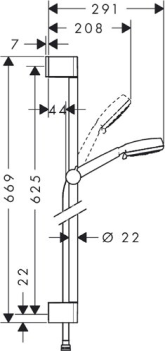 Душевой гарнитур Hansgrohe Crometta 100 Vario 0.65м 26651400. Фото