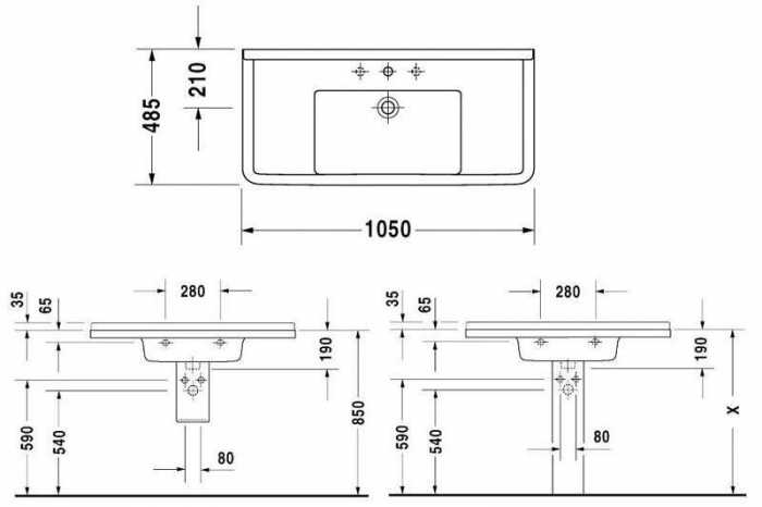 Раковина подвесная DURAVIT STARCK 3 105х49 0304100000. Фото