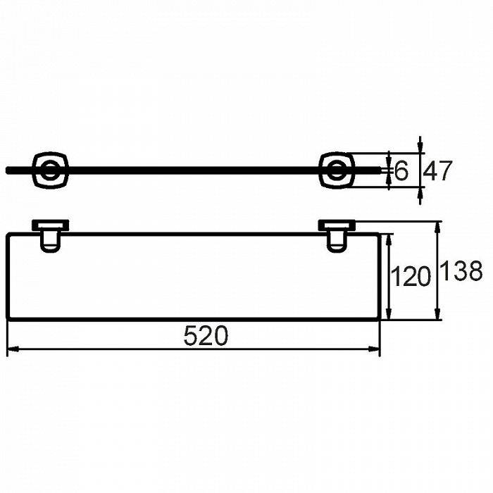 Полка стеклянная матовое стекло сплав металлов  Volga Milardo VOLSMG0M44 для ванной комнаты. Фото