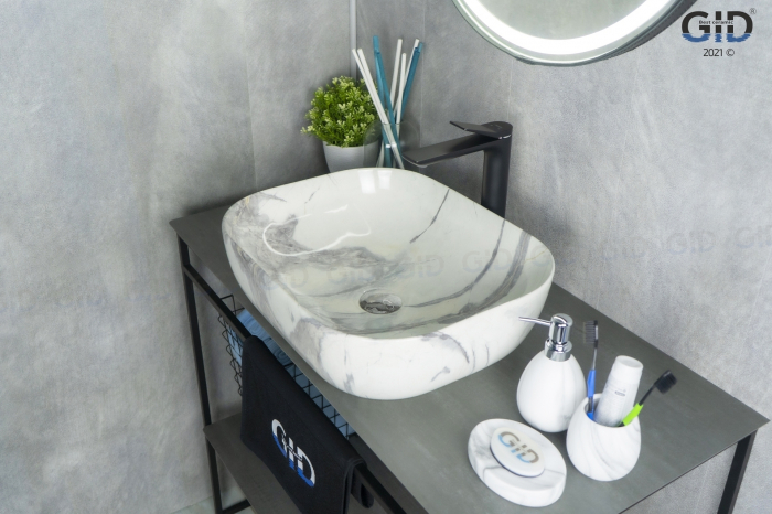 Раковина накладная GID K397G125 50х40 54402 Под камень. Глянцевый. Фото