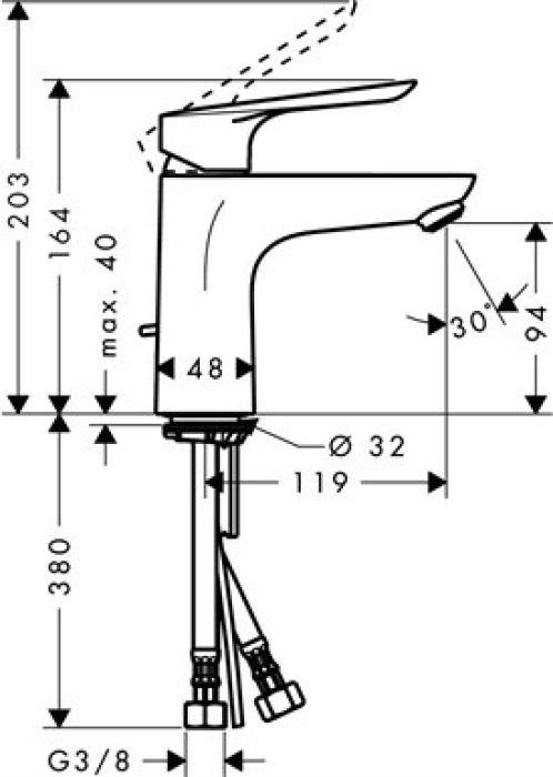 Смеситель для раковины Hansgrohe Logis E 71161000. Фото