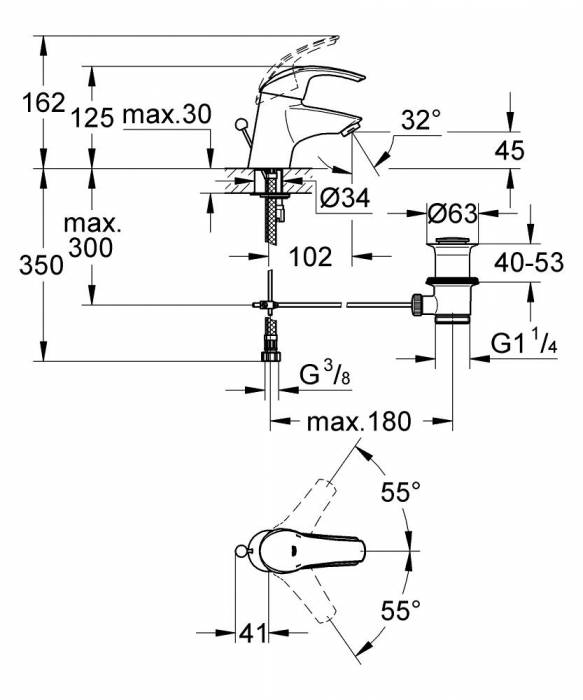 Смеситель для раковины Grohe Eurosmart 3292500E. Фото