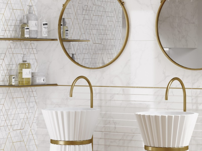 CERSANIT 15925 Вставка Calacatta 298х598 шеврон белый