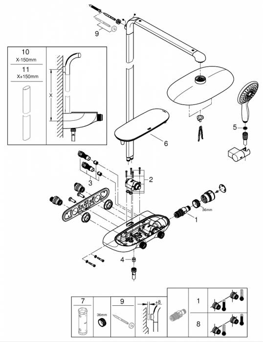 GROHE 26361LS0 Rainshower SmartControl MONO 300 Душевая система с термостатом. Фото