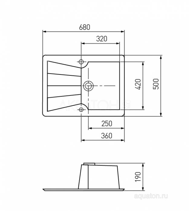 Мойка для кухни Акватон Монца прямоугольная с крылом кофе 1A716032MC280. Фото