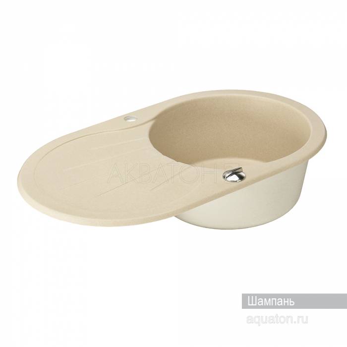Мойка для кухни Акватон Паола круглая с крылом шампань 1A714032PA290. Фото