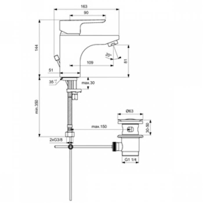 Смеситель для раковины IDEAL STANDARD Ceraplan III Grande B0704AA. Фото