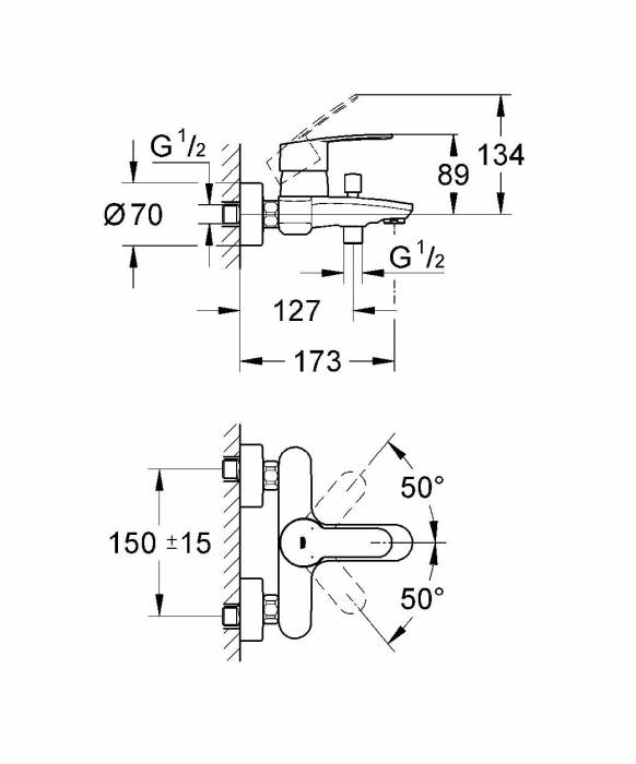 Смеситель для ванны GROHE Eurostyle Cosmopolitan 33591002. Фото