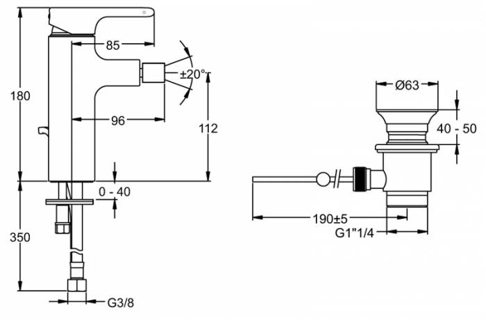 Смеситель для биде JACOB DELAFON Singulier E10865-CP. Фото