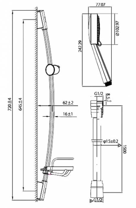 Душевой гарнитур IDDIS Comfort COM3F00I16. Фото