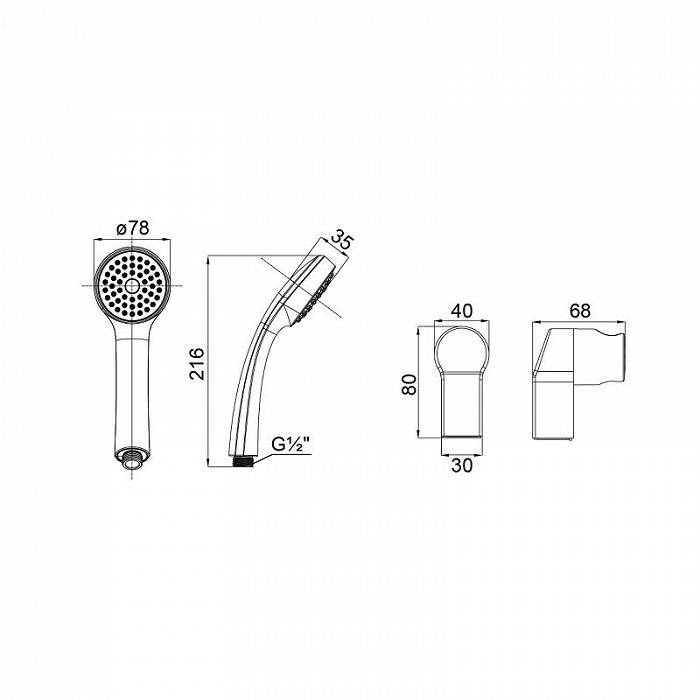 Душевой гарнитур с держателем 260 Milardo 2601F70M16. Фото