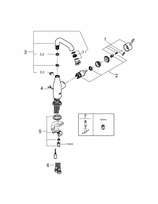 Смеситель для раковины GROHE Essence New 23480001. Фото