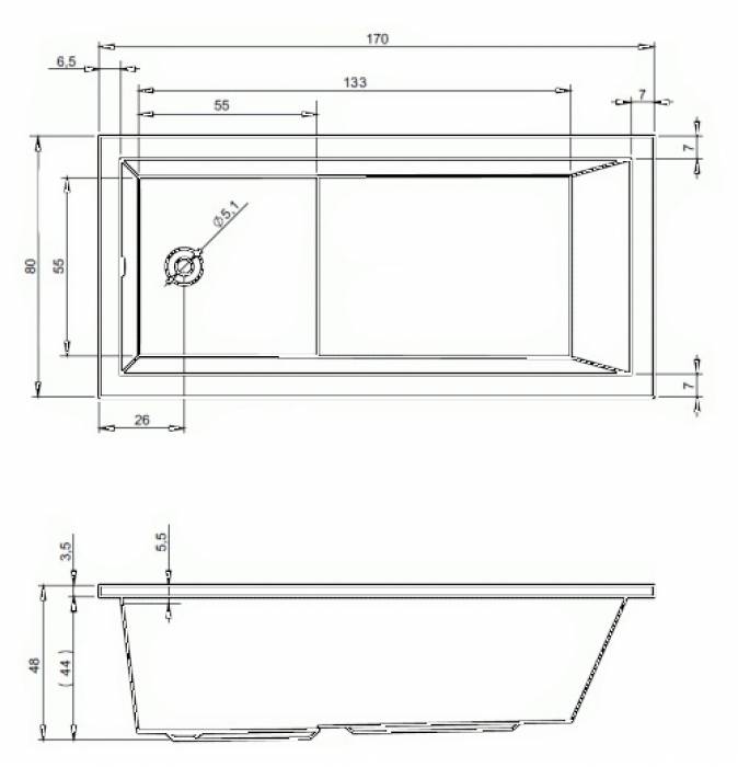 Ванна акриловая RIHO Lusso Plus 170x80 BA12005. Фото