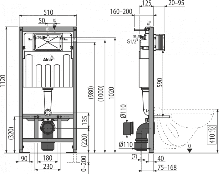 Система инсталляции для унитазов AlcaPlast Sadromodul AM101/1120-0001. Фото