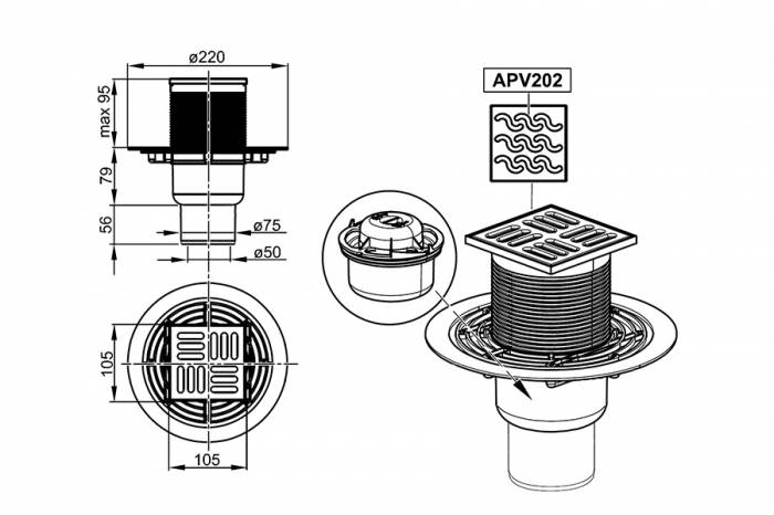 Сливной трап ALCAPLAST APV202. Фото