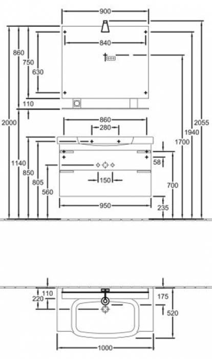 Тумба под раковину Villeroy&Boch SENTIQUE A853 00PN. Фото