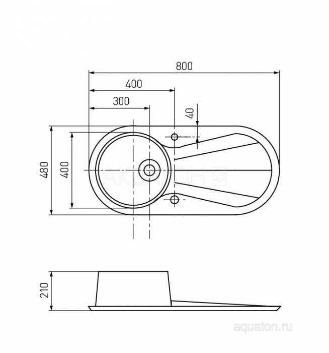 Мойка для кухни Акватон Паола круглая с крылом шампань 1A714032PA290. Фото