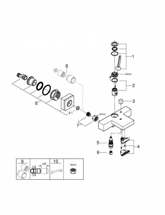 GROHE 23666000 Eurocube Joy Смеситель для ванны. Фото