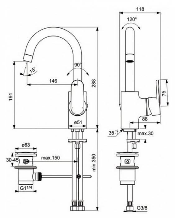 Смеситель для раковины IDEAL STANDARD Vito B0410AA. Фото